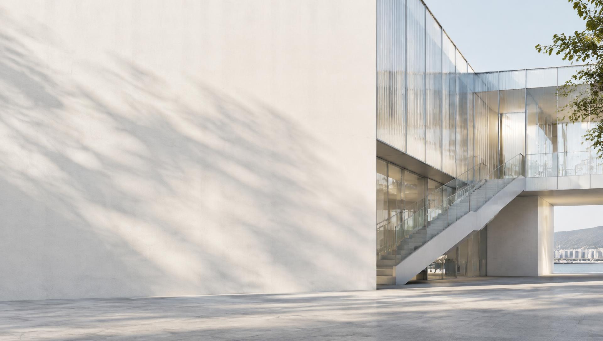 Architecture contemporaine lumineuse et escalier ascendant